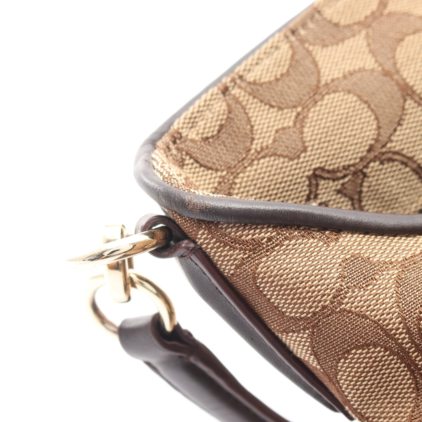 アウトライン シグネチャー フィービー ショルダーバッグ キャンバス レザー ベージュ ダークブラウン コーチ バッグ COACH