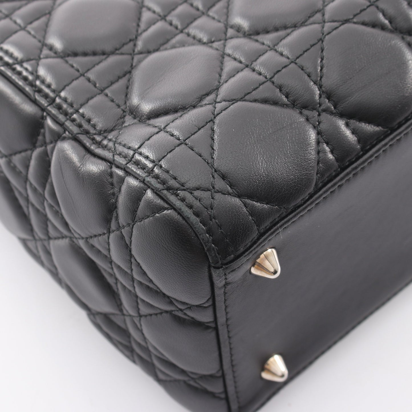 LADY DIOR レディディオール ミディアム 2WAY ハンドバッグ レザー ブラック クリスチャンディオール バッグ Christian Dior