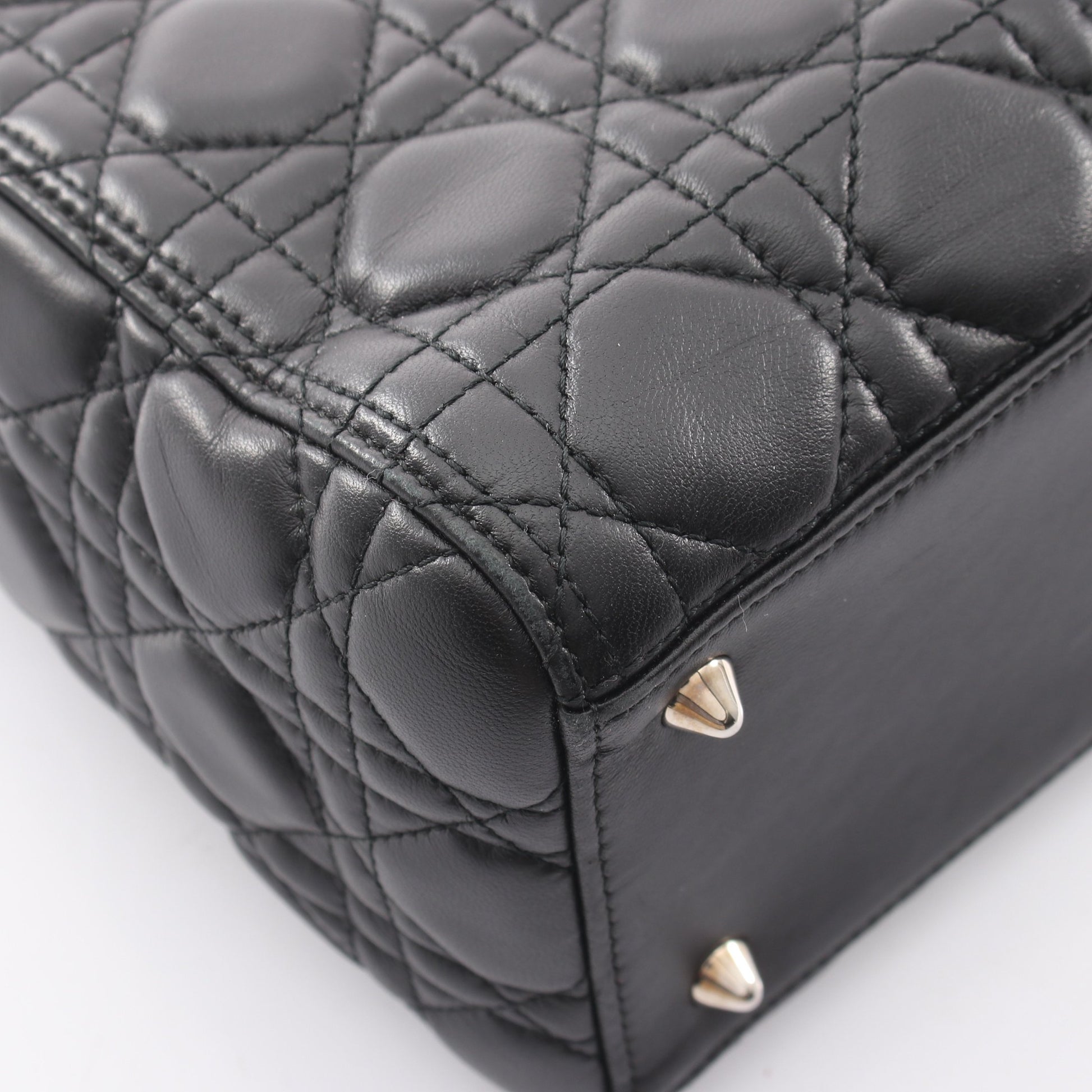 LADY DIOR レディディオール ミディアム 2WAY ハンドバッグ レザー ブラック クリスチャンディオール バッグ Christian Dior