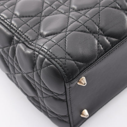 LADY DIOR レディディオール ミディアム 2WAY ハンドバッグ レザー ブラック クリスチャンディオール バッグ Christian Dior