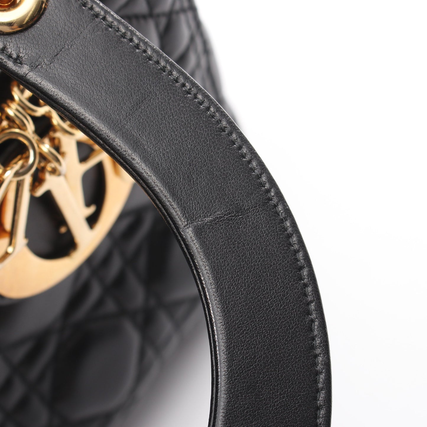 LADY DIOR レディディオール ミディアム 2WAY ハンドバッグ レザー ブラック クリスチャンディオール バッグ Christian Dior