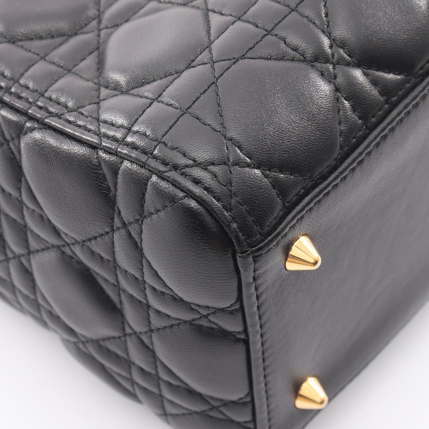 LADY DIOR レディディオール ミディアム 2WAY ハンドバッグ レザー ブラック クリスチャンディオール バッグ Christian Dior