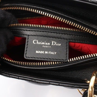 LADY DIOR レディディオール 2WAY ハンドバッグ レザー ブラック クリスチャンディオール バッグ Christian Dior