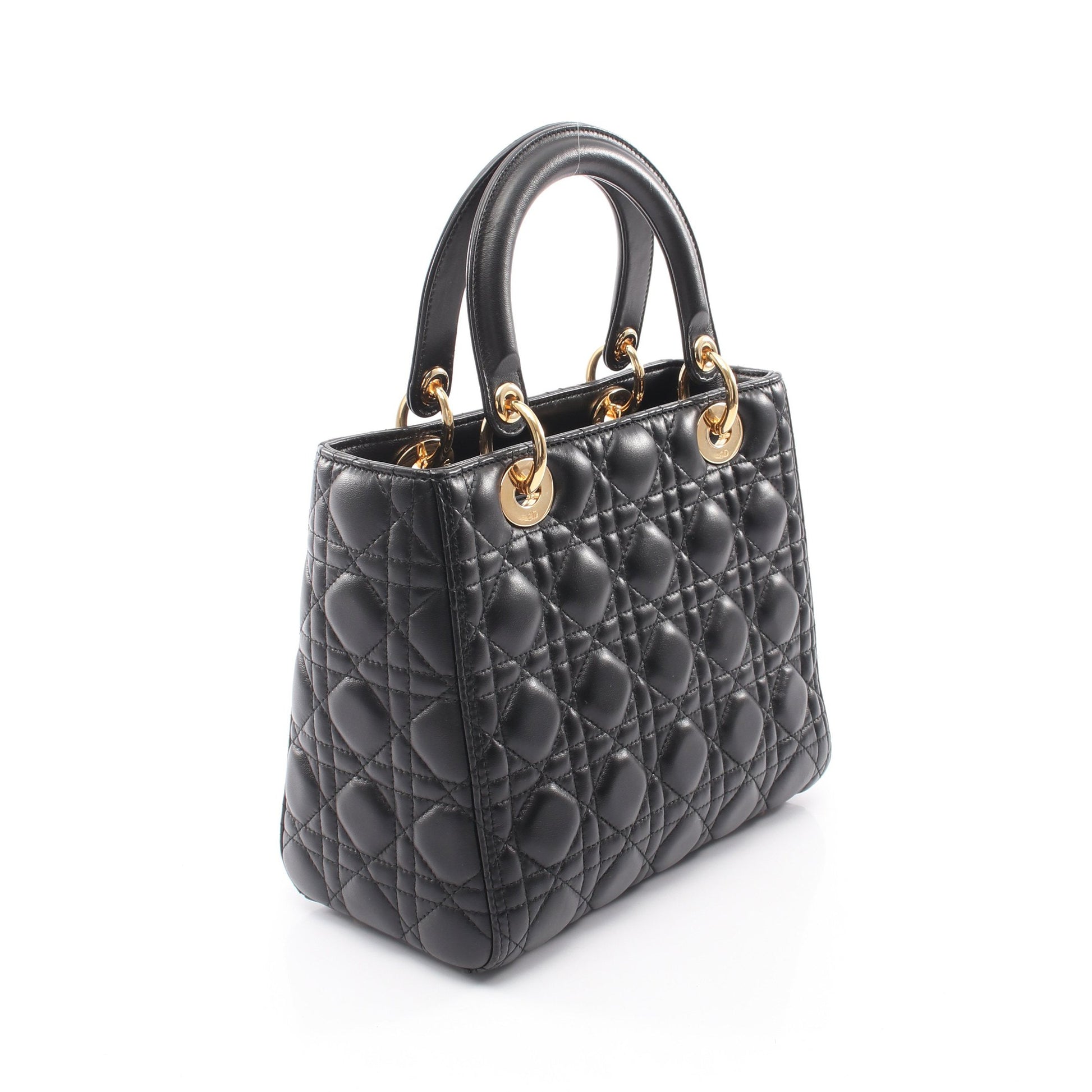 LADY DIOR レディディオール 2WAY ハンドバッグ レザー ブラック クリスチャンディオール バッグ Christian Dior