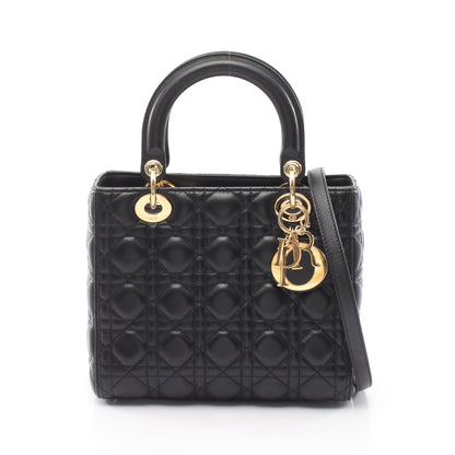 LADY DIOR レディディオール 2WAY ハンドバッグ レザー ブラック クリスチャンディオール バッグ Christian Dior