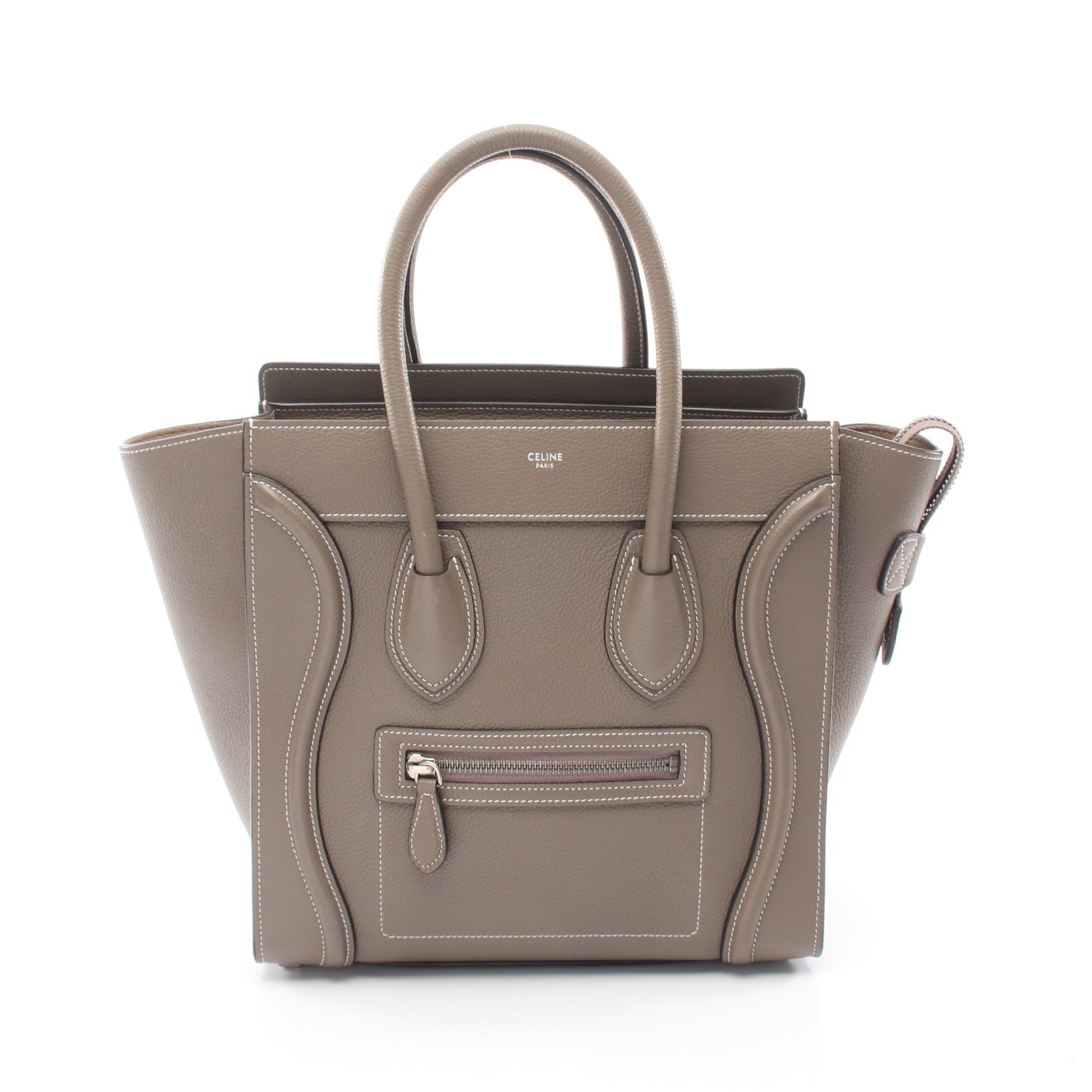 ラゲージ マイクロ ショッパー ハンドバッグ レザー グレーベージュ セリーヌ バッグ CELINE