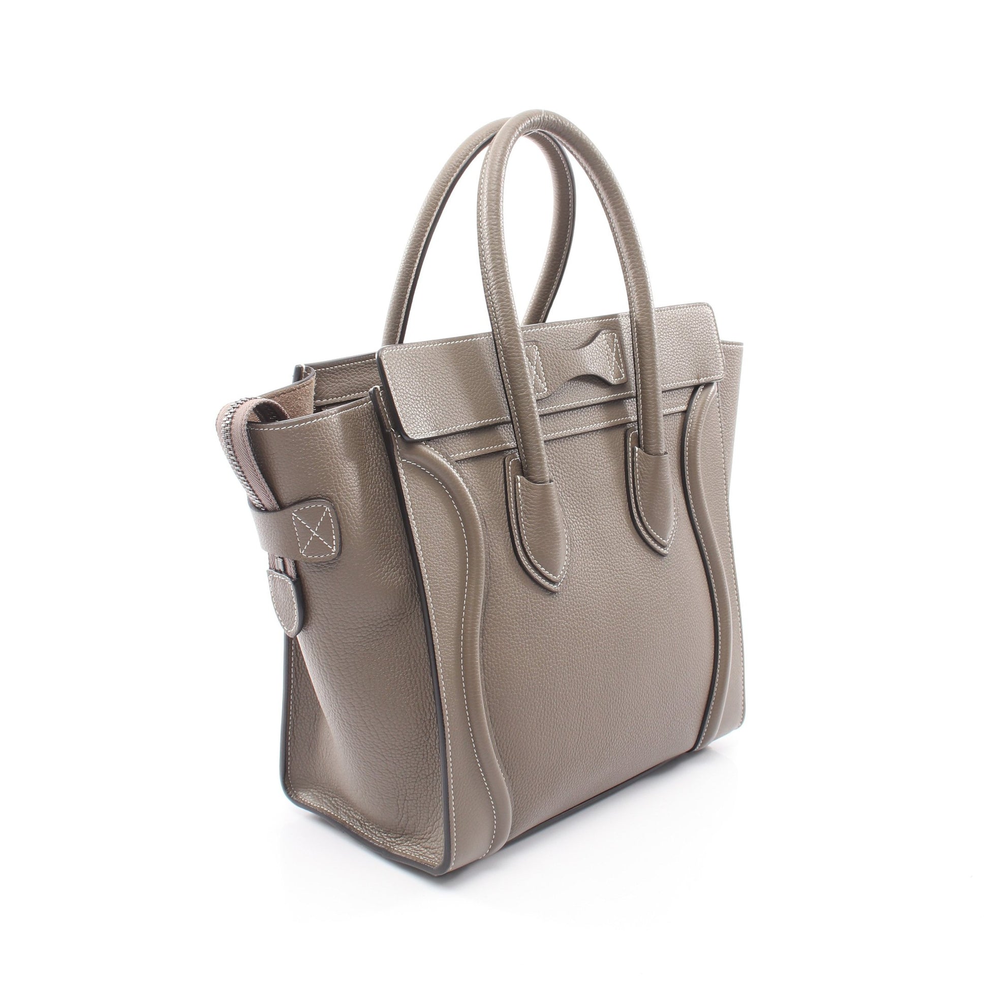 ラゲージ マイクロ ショッパー ハンドバッグ レザー グレーベージュ セリーヌ バッグ CELINE
