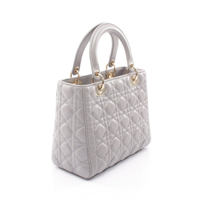 LADY DIOR レディディオール ミディアム 2WAY ハンドバッグ レザー グレー クリスチャンディオール バッグ Christian Dior