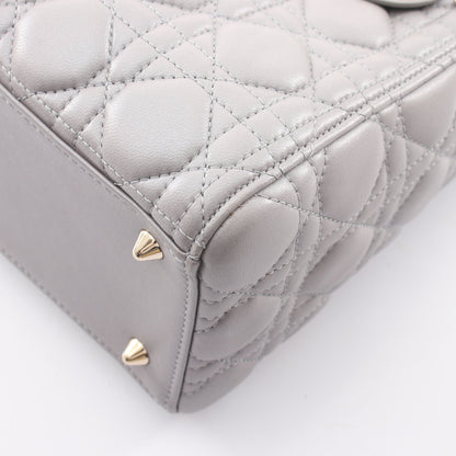LADY DIOR レディディオール ミディアム 2WAY ハンドバッグ レザー グレー クリスチャンディオール バッグ Christian Dior
