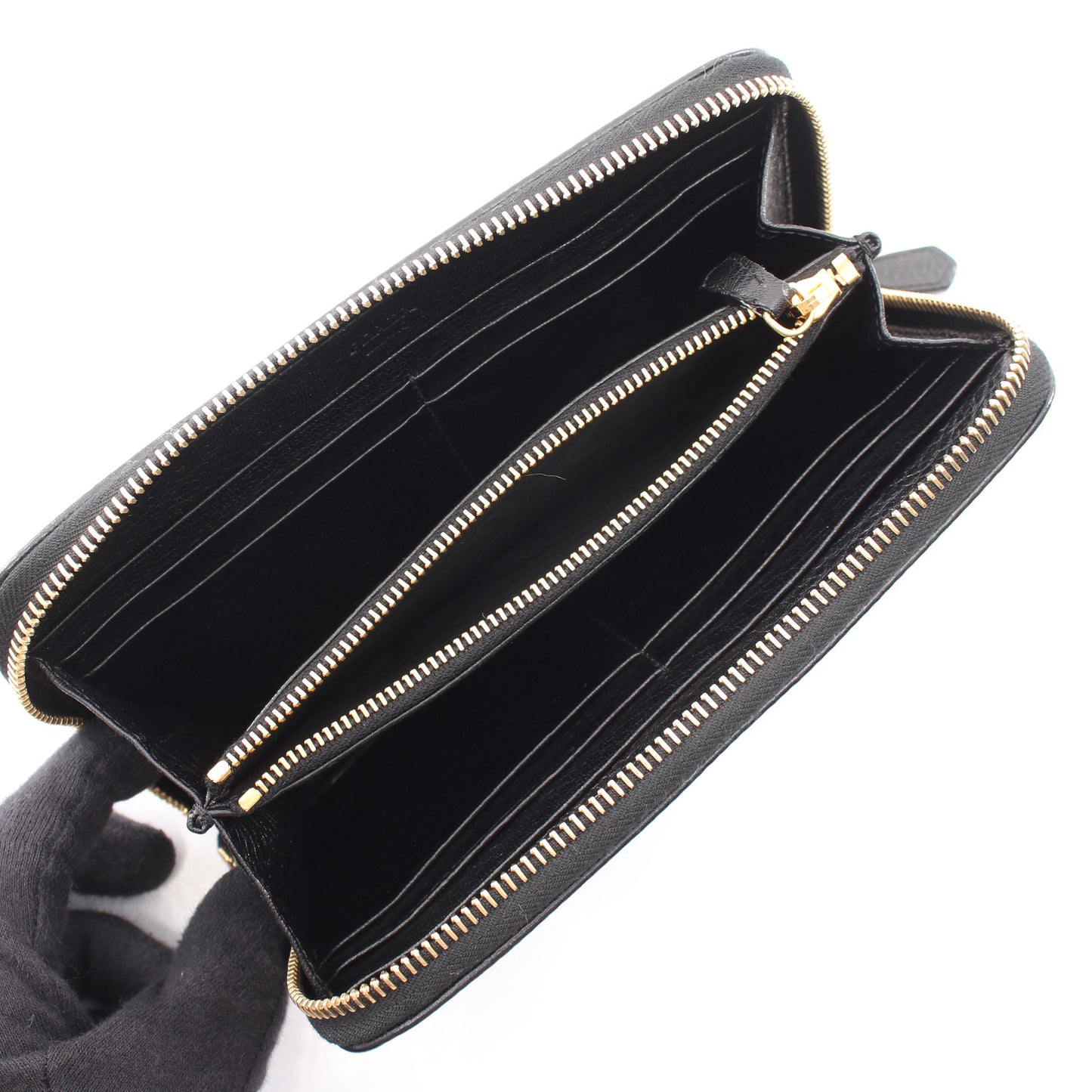 CERVO ANTIC MET ラウンドファスナー長財布 レザー ブラック プラダ 財布・小物 PRADA