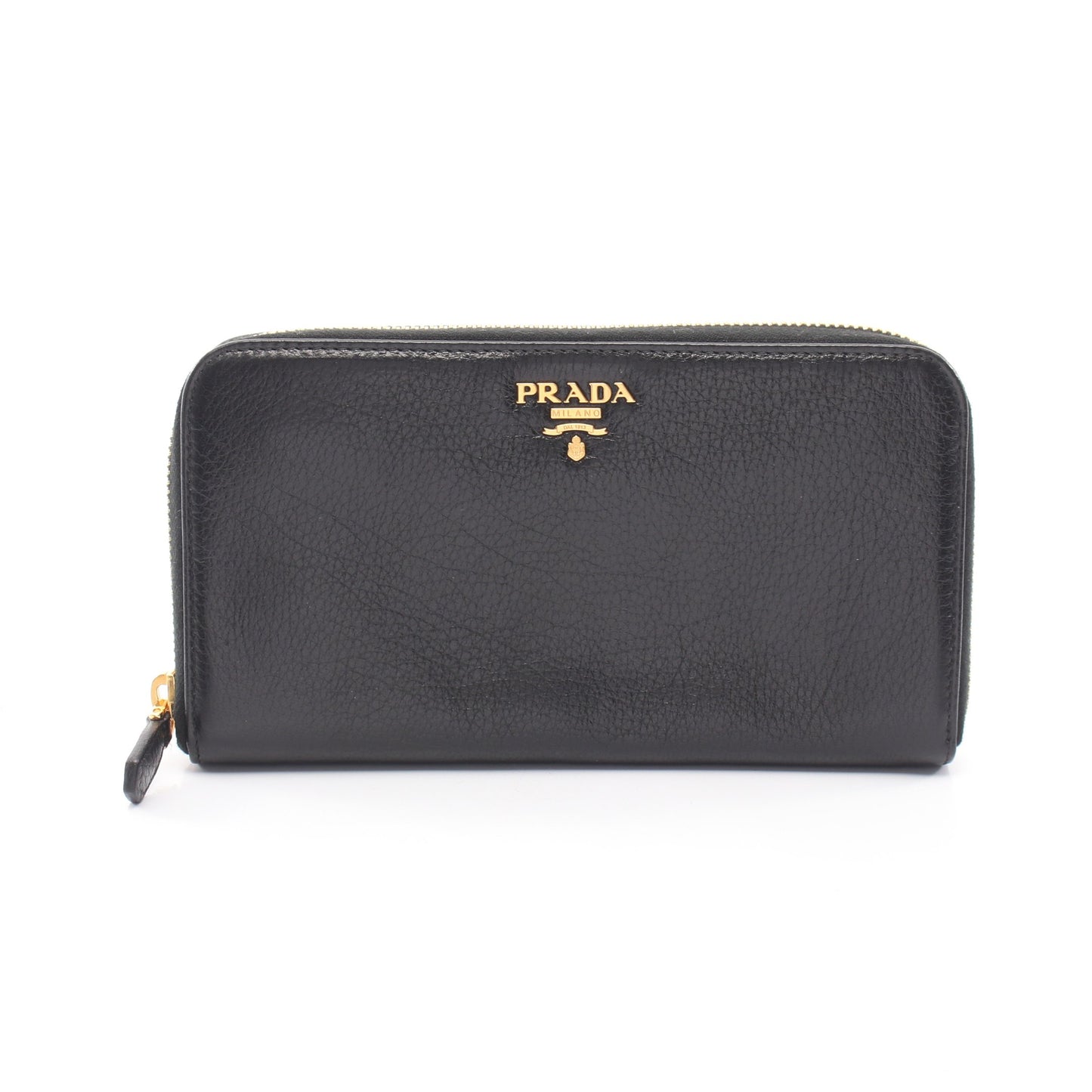 CERVO ANTIC MET ラウンドファスナー長財布 レザー ブラック プラダ 財布・小物 PRADA