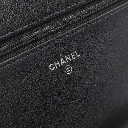 マトラッセ チェーンウォレット カーフスキン ブラック シルバー金具 シャネル バッグ CHANEL