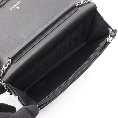 マトラッセ チェーンウォレット カーフスキン ブラック シルバー金具 シャネル バッグ CHANEL