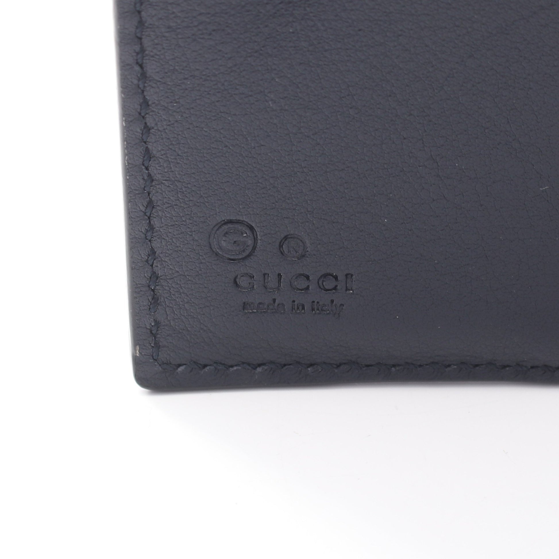 マイクログッチシマ 二つ折り財布 レザー ネイビー グッチ 財布・小物 GUCCI