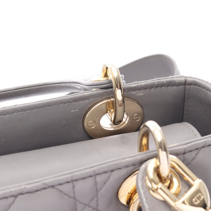 LADY DIOR MY ABCDIOR レディディオール スモール カナージュ 2WAY ハンドバッグ レザー グレー クリスチャンディオール バッグ Christian Dior