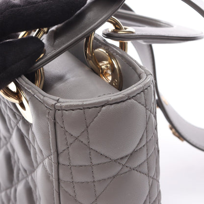 LADY DIOR MY ABCDIOR レディディオール スモール カナージュ 2WAY ハンドバッグ レザー グレー クリスチャンディオール バッグ Christian Dior