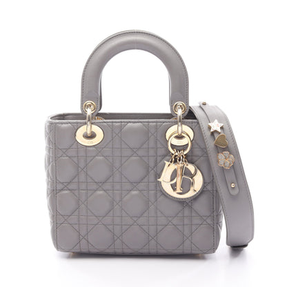 LADY DIOR MY ABCDIOR レディディオール スモール カナージュ 2WAY ハンドバッグ レザー グレー クリスチャンディオール バッグ Christian Dior