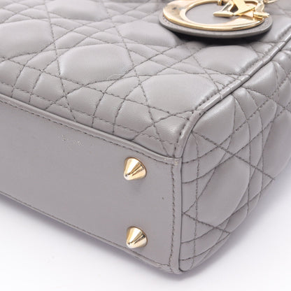 LADY DIOR MY ABCDIOR レディディオール スモール カナージュ 2WAY ハンドバッグ レザー グレー クリスチャンディオール バッグ Christian Dior
