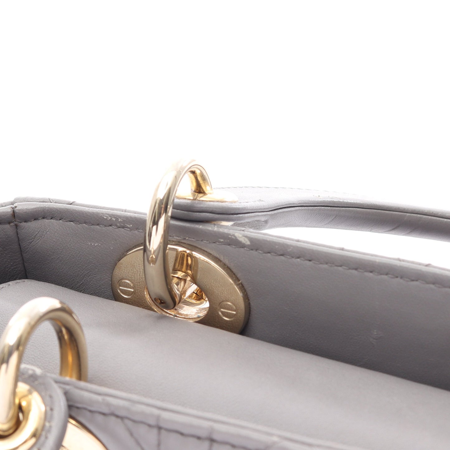 LADY DIOR MY ABCDIOR レディディオール スモール カナージュ 2WAY ハンドバッグ レザー グレー クリスチャンディオール バッグ Christian Dior