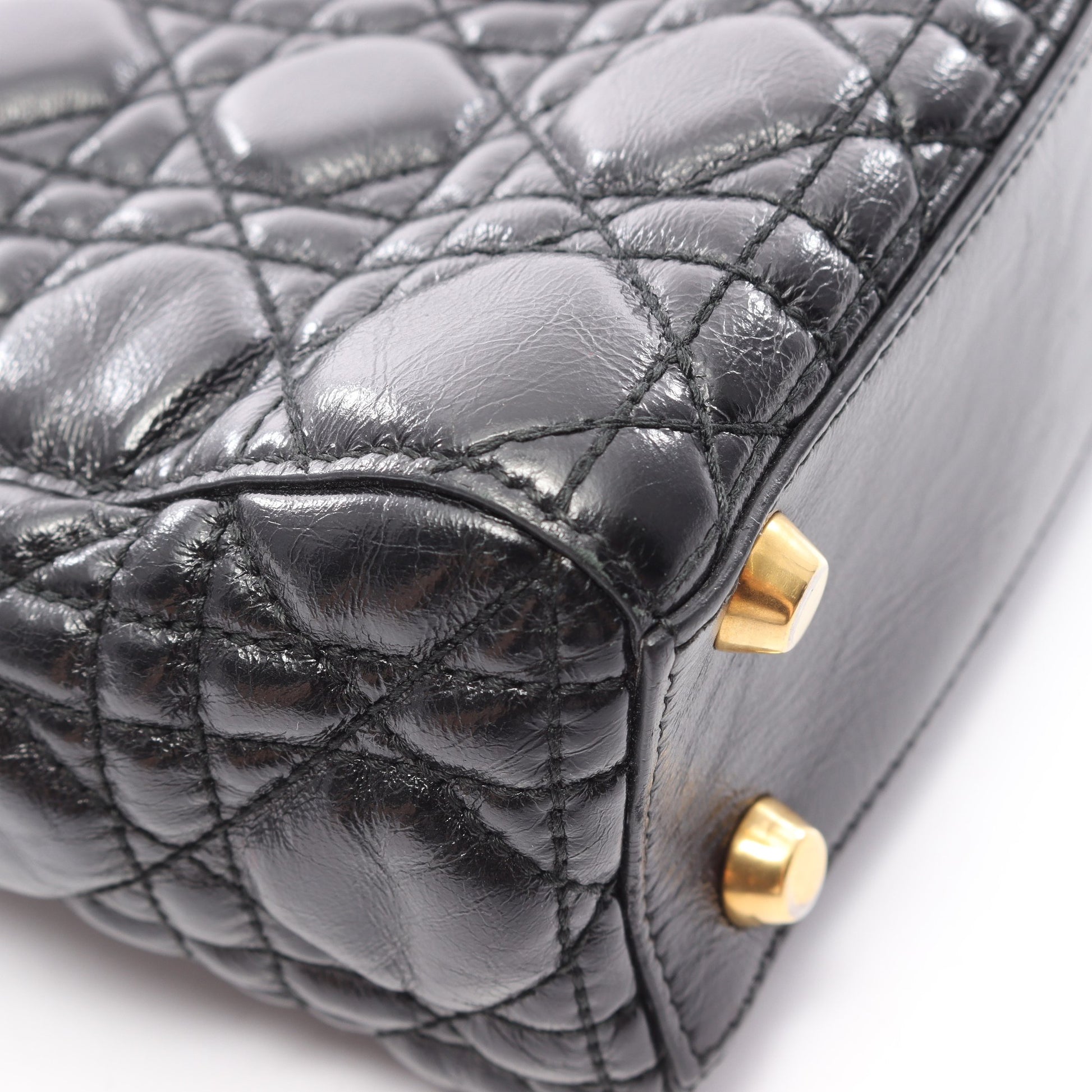 LADY DIOR MY ABCDIOR レディディオール スモール カナージュ 2WAY ハンドバッグ レザー ブラック クリスチャンディオール バッグ Christian Dior