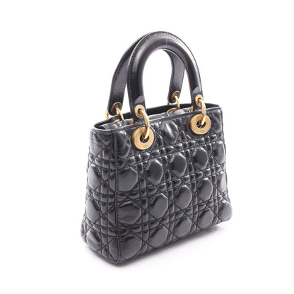 LADY DIOR MY ABCDIOR レディディオール スモール カナージュ 2WAY ハンドバッグ レザー ブラック クリスチャンディオール バッグ Christian Dior