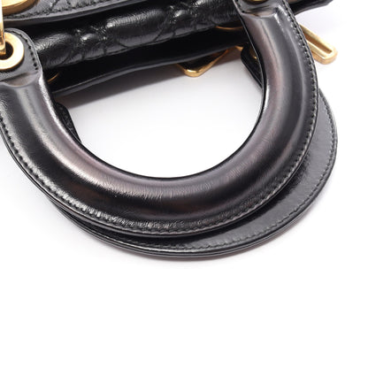 LADY DIOR MY ABCDIOR レディディオール スモール カナージュ 2WAY ハンドバッグ レザー ブラック クリスチャンディオール バッグ Christian Dior
