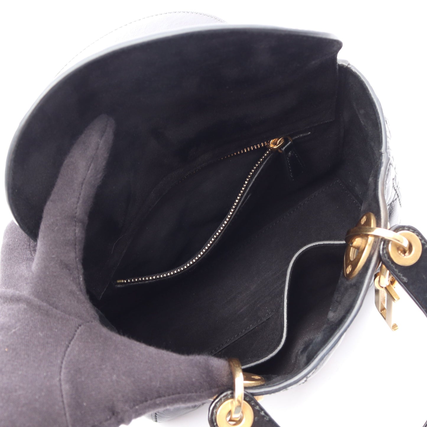 LADY DIOR MY ABCDIOR レディディオール スモール カナージュ 2WAY ハンドバッグ レザー ブラック クリスチャンディオール バッグ Christian Dior