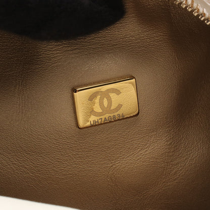 マトラッセ スモール ホーボーバッグ チェーンショルダーバッグ ラムスキン ホワイト ゴールド金具 シャネル バッグ CHANEL