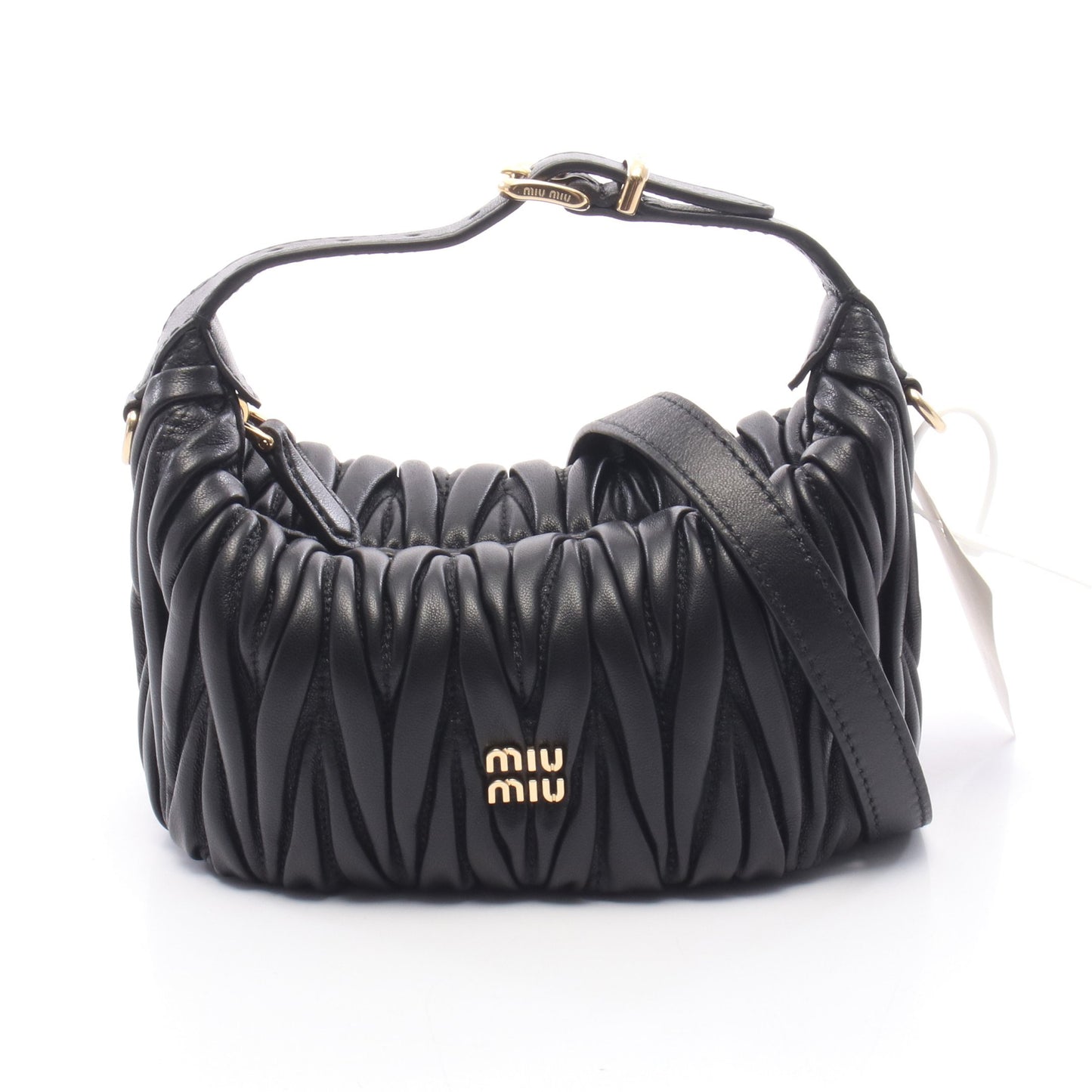 MATELASSE'MIU マテラッセ ハンドバッグ レザー ブラック ミュウミュウ バッグ miu miu