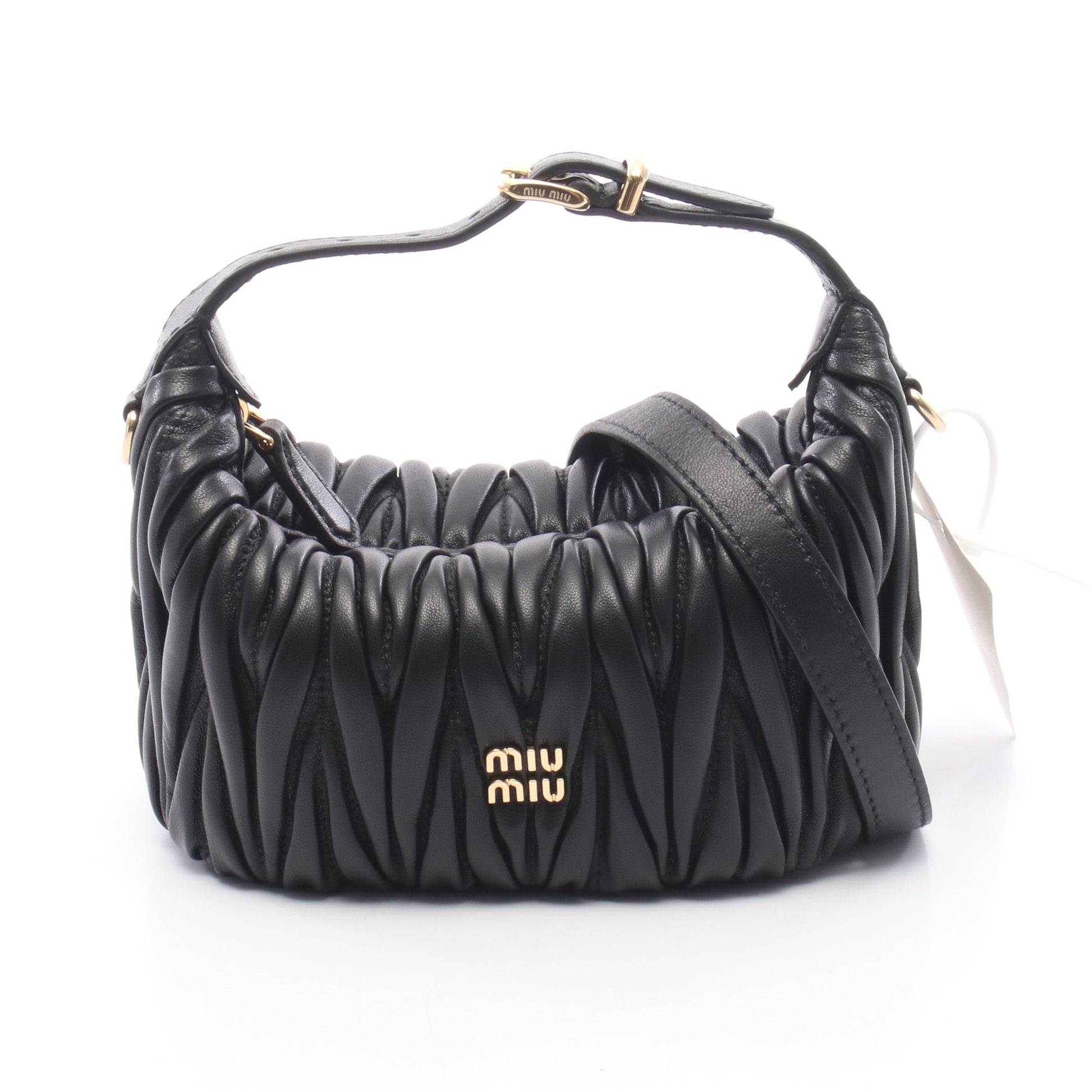 MATELASSE'MIU マテラッセ ハンドバッグ レザー ブラック ミュウミュウ バッグ miu miu