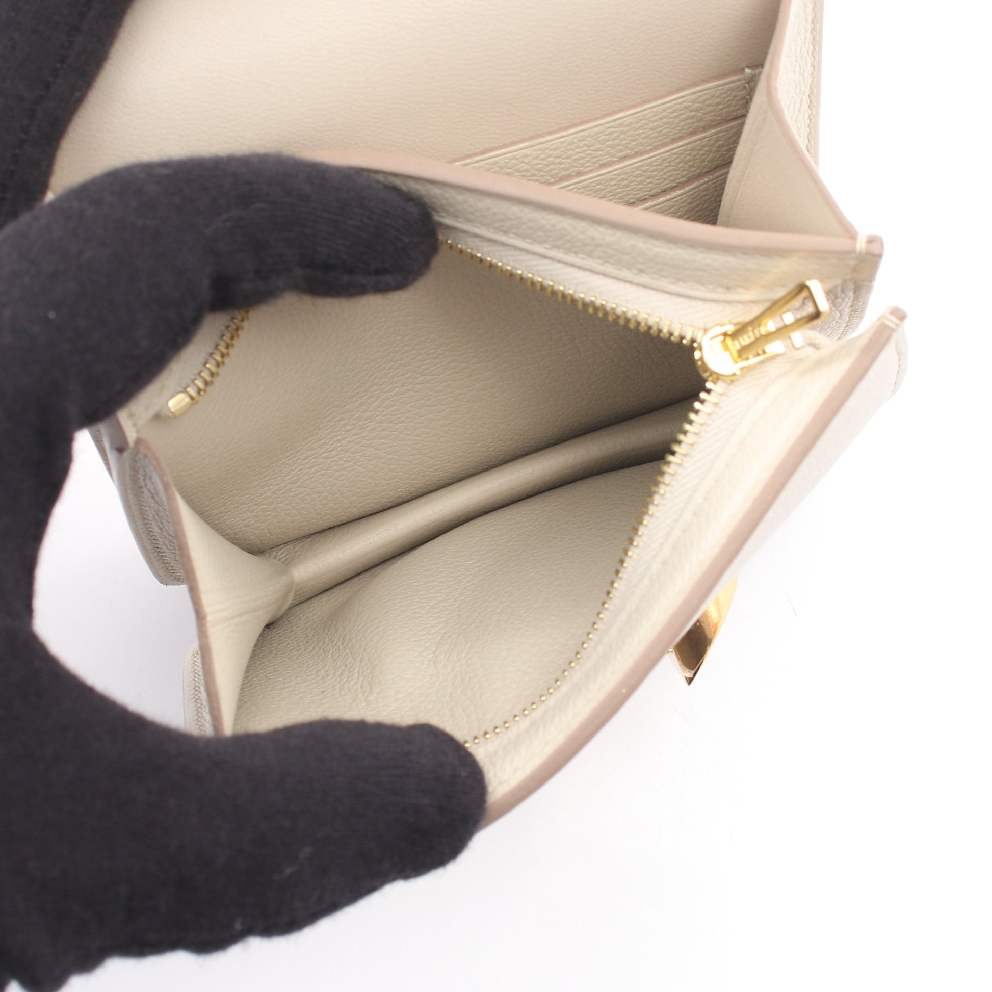 2002 ベトン 二つ折り財布 エバーカラー ライトグレー ゴールド金具 D刻印 エルメス 財布・小物 HERMES