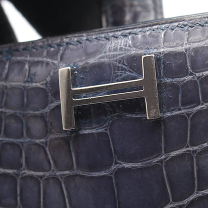 ベアンスフレ 二つ折り長財布 アリゲーター ブルーグレー シルバー金具 □L刻印 エルメス 財布・小物 HERMES