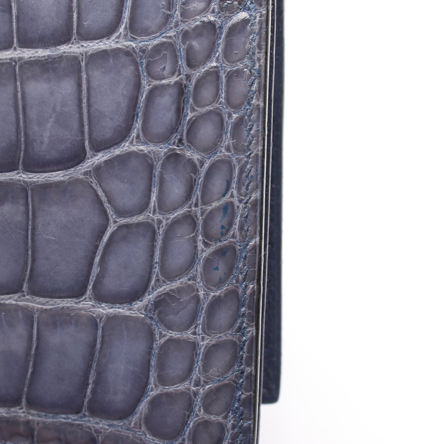 ベアンスフレ 二つ折り長財布 アリゲーター ブルーグレー シルバー金具 □L刻印 エルメス 財布・小物 HERMES