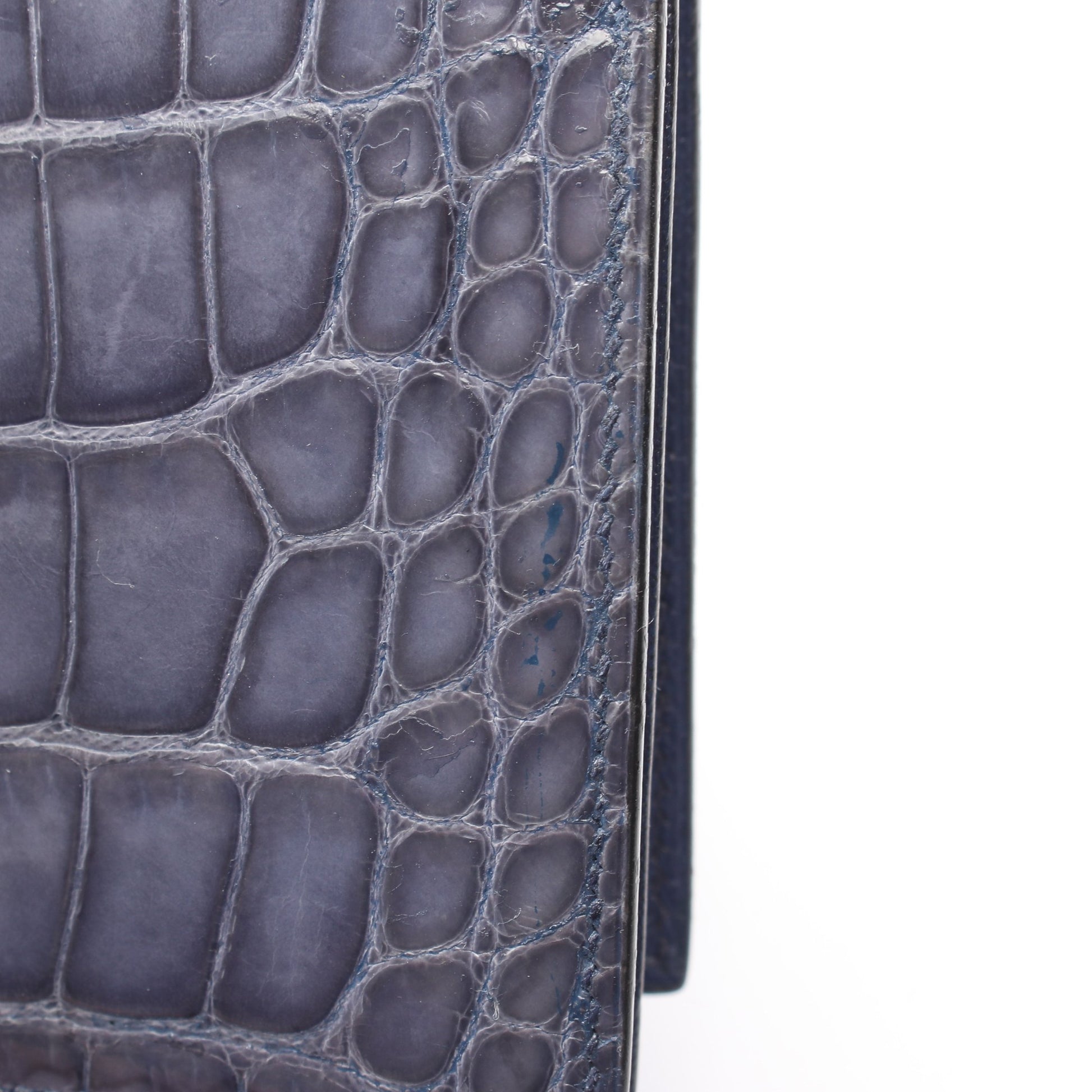 ベアンスフレ 二つ折り長財布 アリゲーター ブルーグレー シルバー金具 □L刻印 エルメス 財布・小物 HERMES