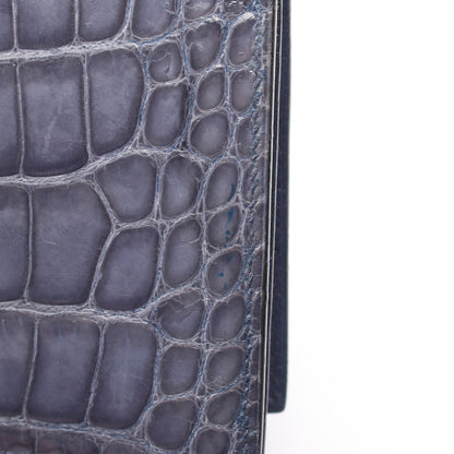 ベアンスフレ 二つ折り長財布 アリゲーター ブルーグレー シルバー金具 □L刻印 エルメス 財布・小物 HERMES