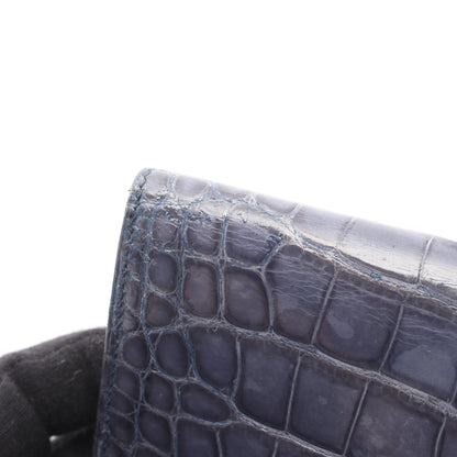 ベアンスフレ 二つ折り長財布 アリゲーター ブルーグレー シルバー金具 □L刻印 エルメス 財布・小物 HERMES