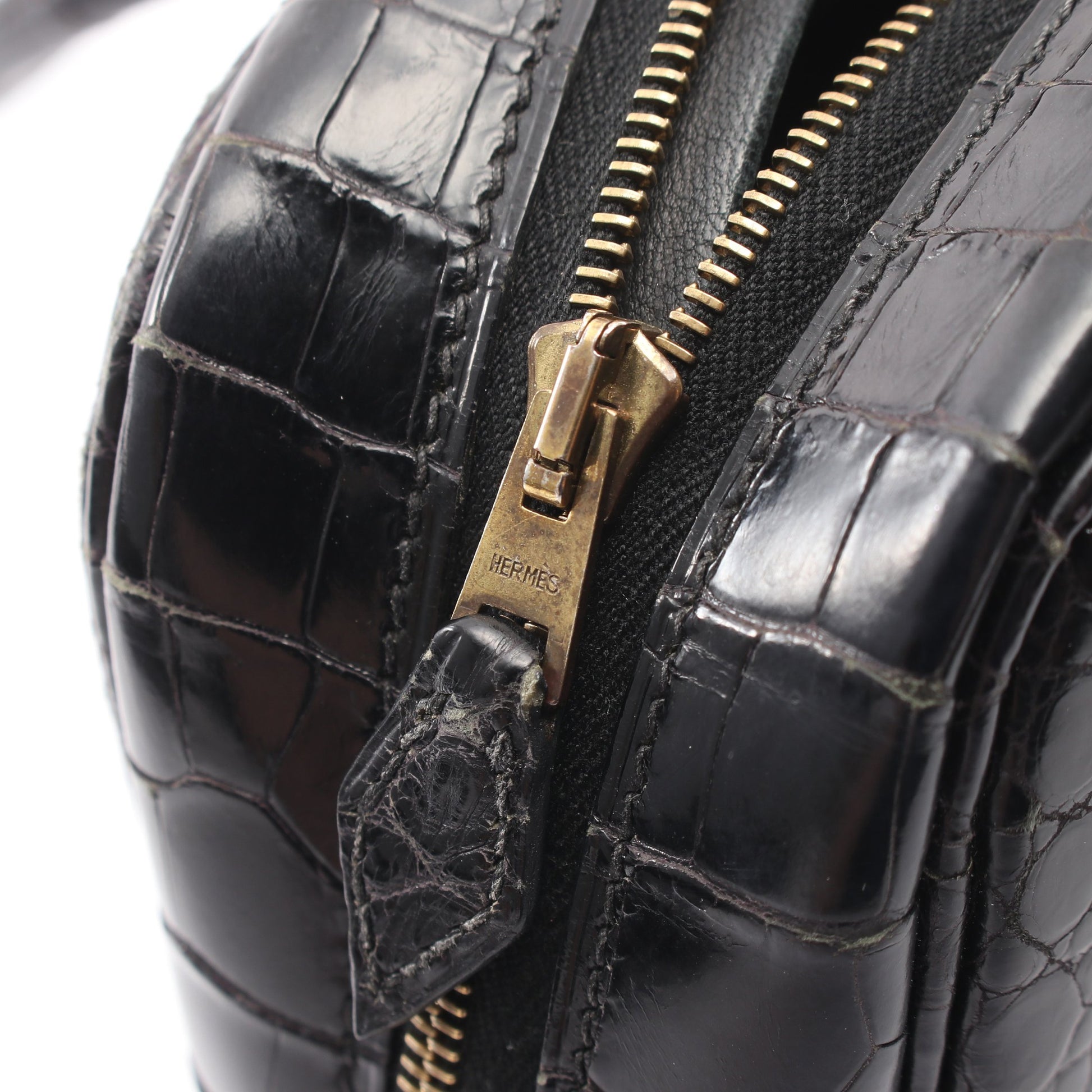 プリュムエラン28 ハンドバッグ ポロサス ブラック ゴールド金具 □D刻印 エルメス バッグ HERMES