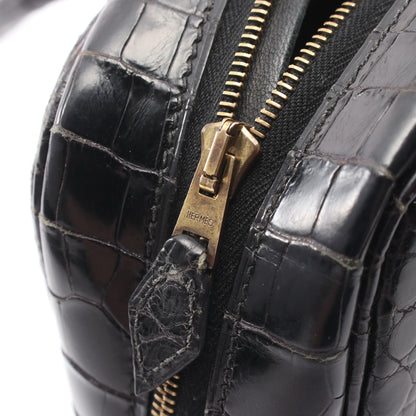 プリュムエラン28 ハンドバッグ ポロサス ブラック ゴールド金具 □D刻印 エルメス バッグ HERMES