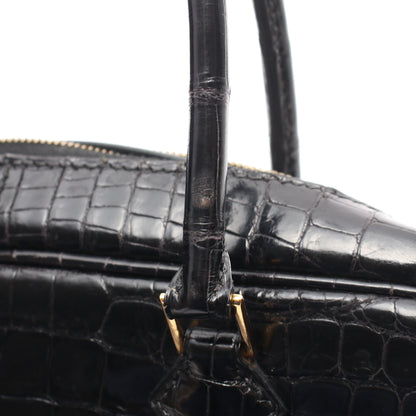 プリュムエラン28 ハンドバッグ ポロサス ブラック ゴールド金具 □D刻印 エルメス バッグ HERMES