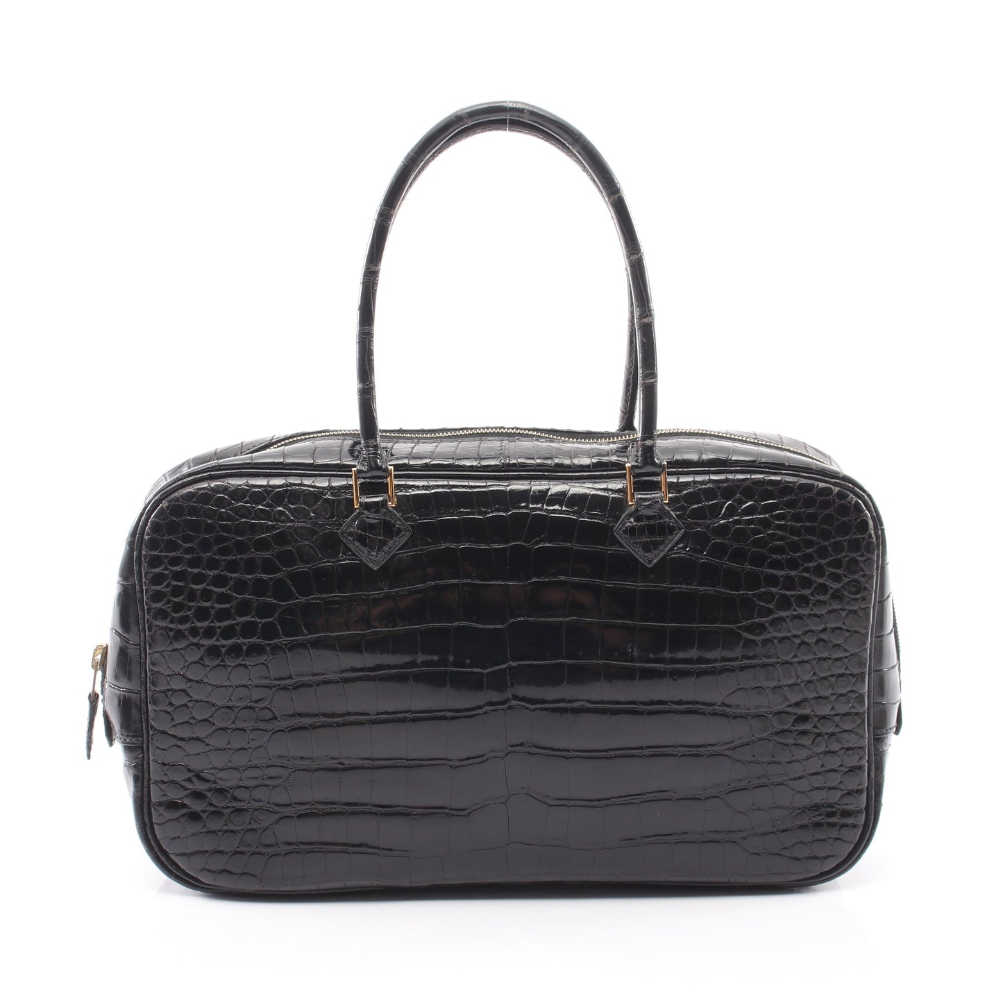 プリュムエラン28 ハンドバッグ ポロサス ブラック ゴールド金具 □D刻印 エルメス バッグ HERMES