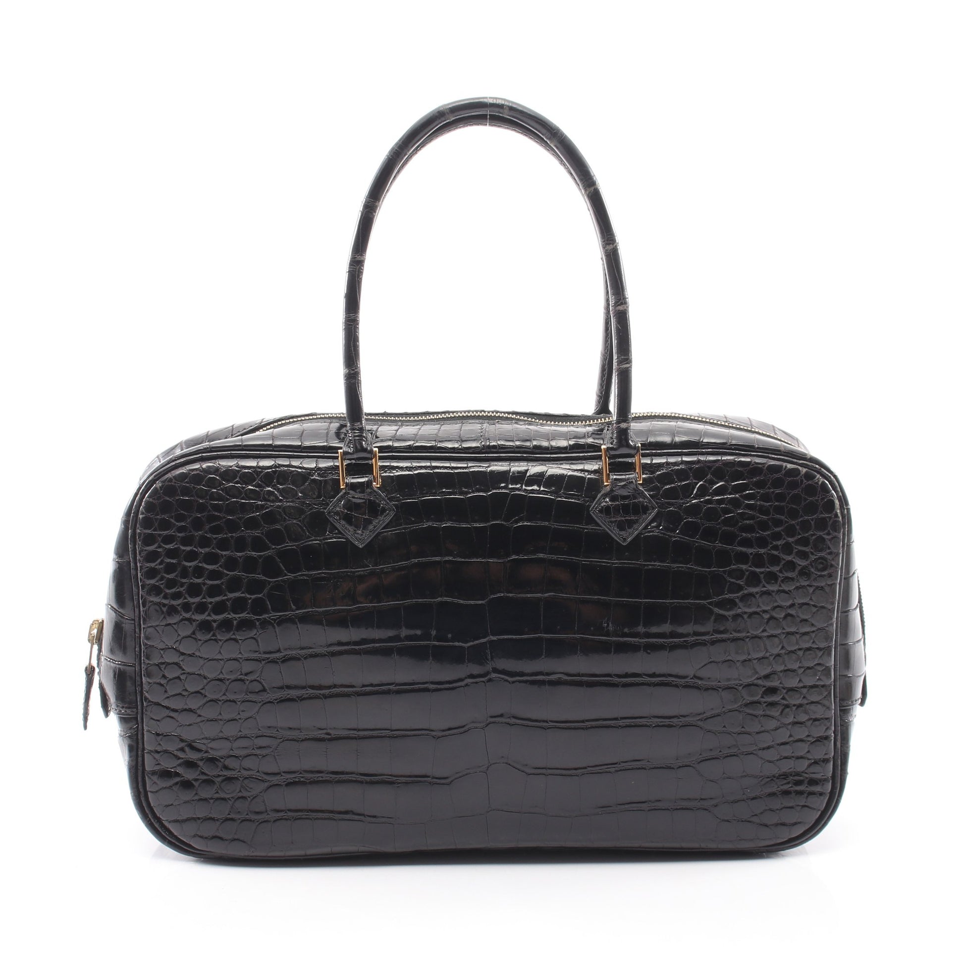 プリュムエラン28 ハンドバッグ ポロサス ブラック ゴールド金具 □D刻印 エルメス バッグ HERMES
