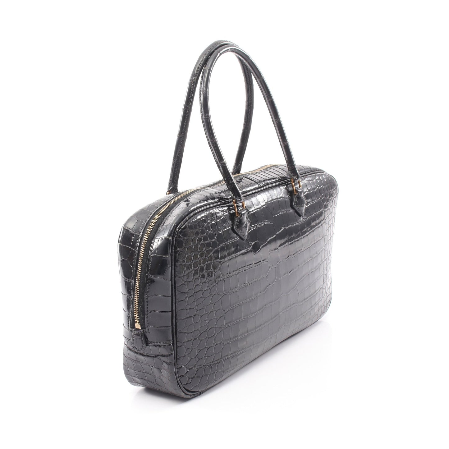 プリュムエラン28 ハンドバッグ ポロサス ブラック ゴールド金具 □D刻印 エルメス バッグ HERMES