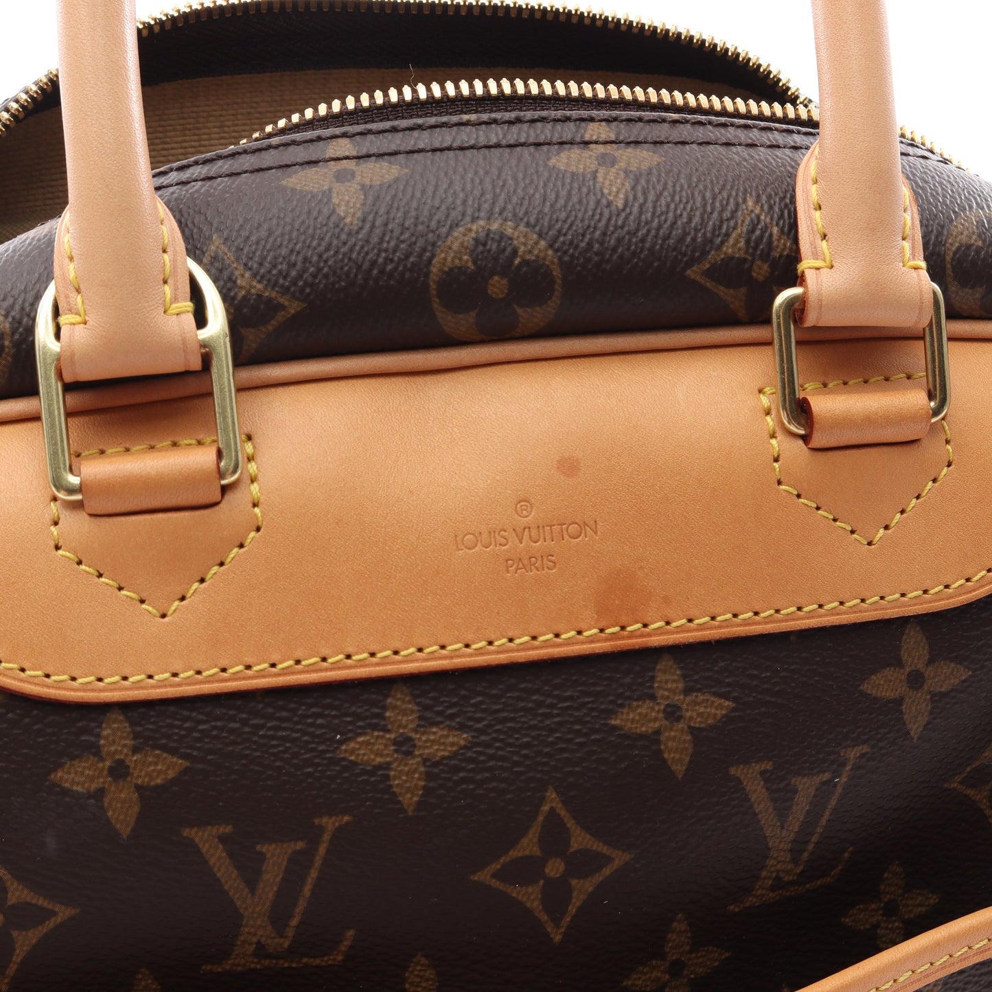 ドーヴィル ボーリングヴァニティ モノグラム ハンドバッグ PVC レザー ブラウン ルイヴィトン バッグ LOUIS VUITTON
