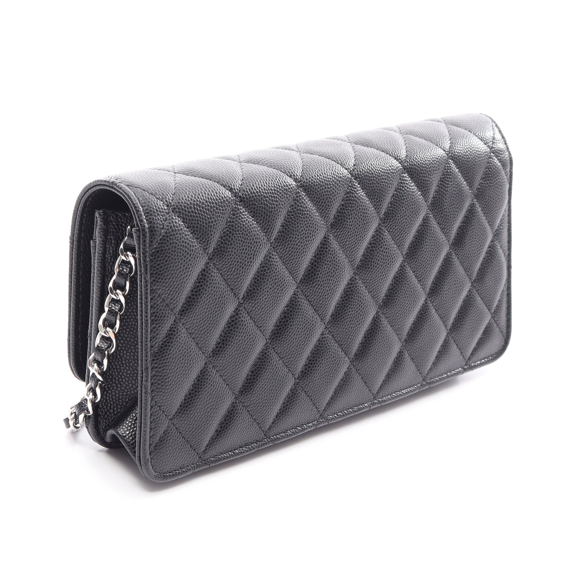 マトラッセ チェーンショルダーバッグ キャビアスキン ブラック シルバー金具 シャネル バッグ CHANEL