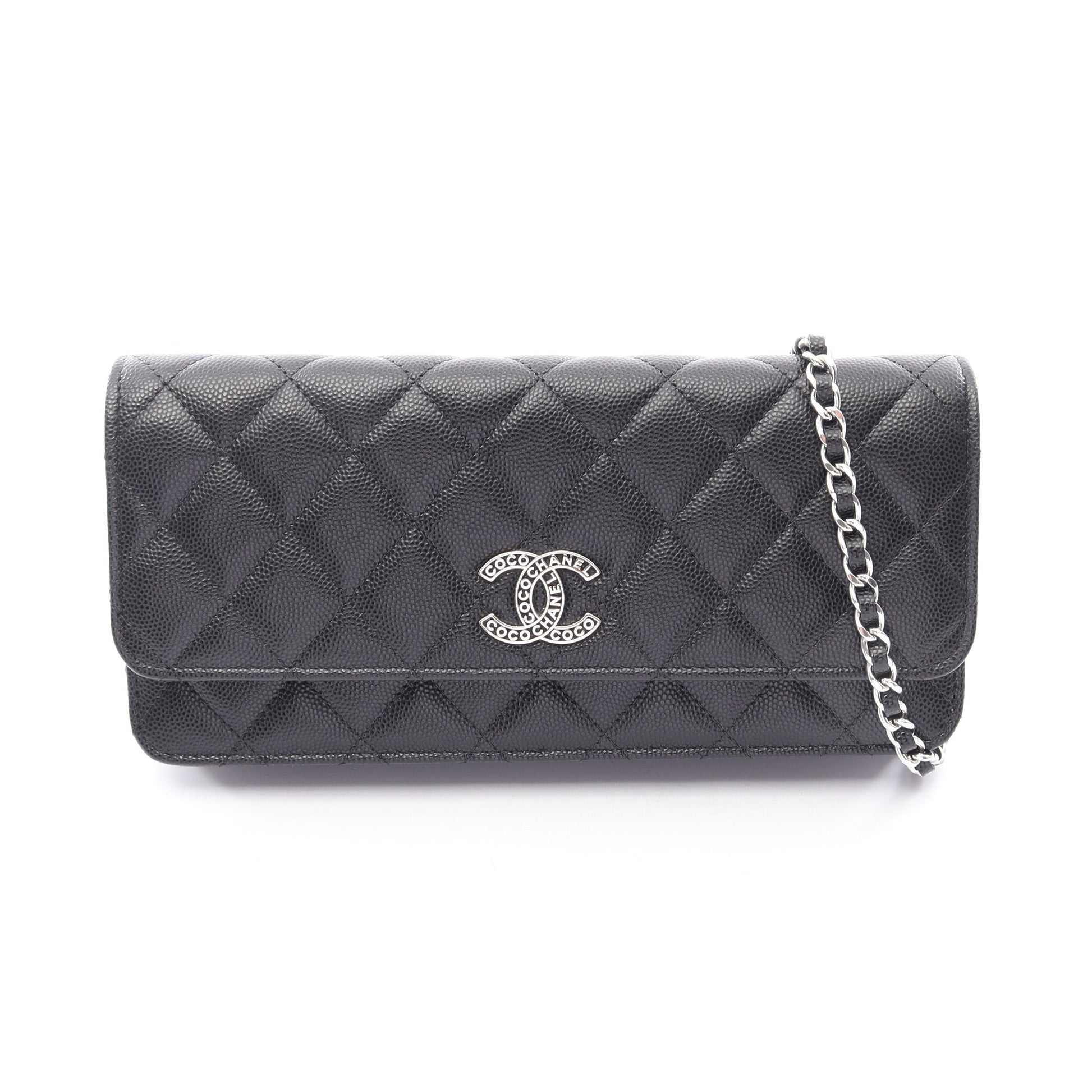 マトラッセ チェーンショルダーバッグ キャビアスキン ブラック シルバー金具 シャネル バッグ CHANEL