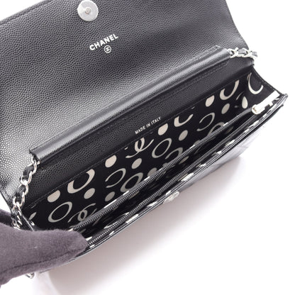 マトラッセ チェーンショルダーバッグ キャビアスキン ブラック シルバー金具 シャネル バッグ CHANEL