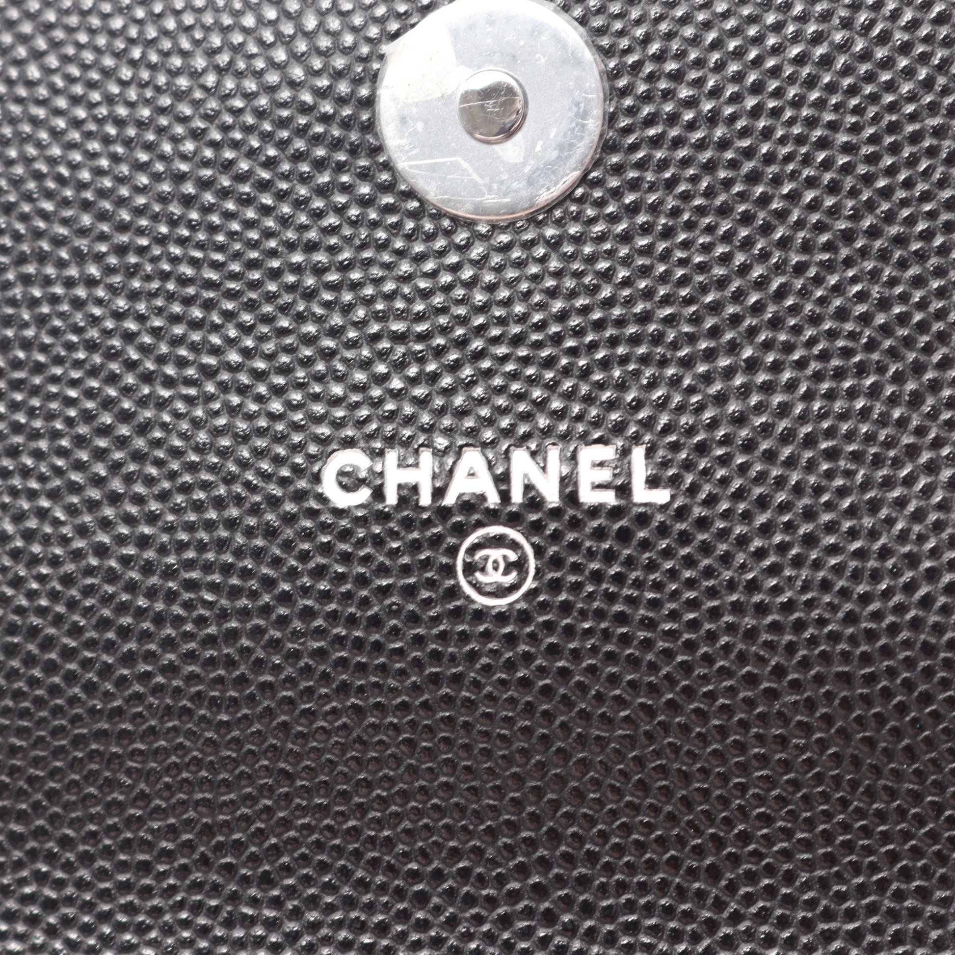 マトラッセ チェーンショルダーバッグ キャビアスキン ブラック シルバー金具 シャネル バッグ CHANEL