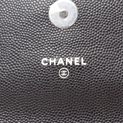 マトラッセ チェーンショルダーバッグ キャビアスキン ブラック シルバー金具 シャネル バッグ CHANEL
