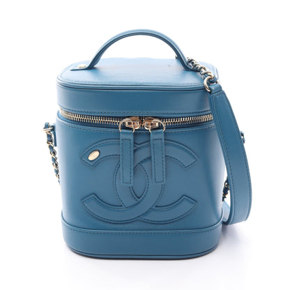 ココマーク 2WAY チェーンショルダーバッグ バニティバッグ ラムスキン ブルー ゴールド金具 シャネル バッグ CHANEL