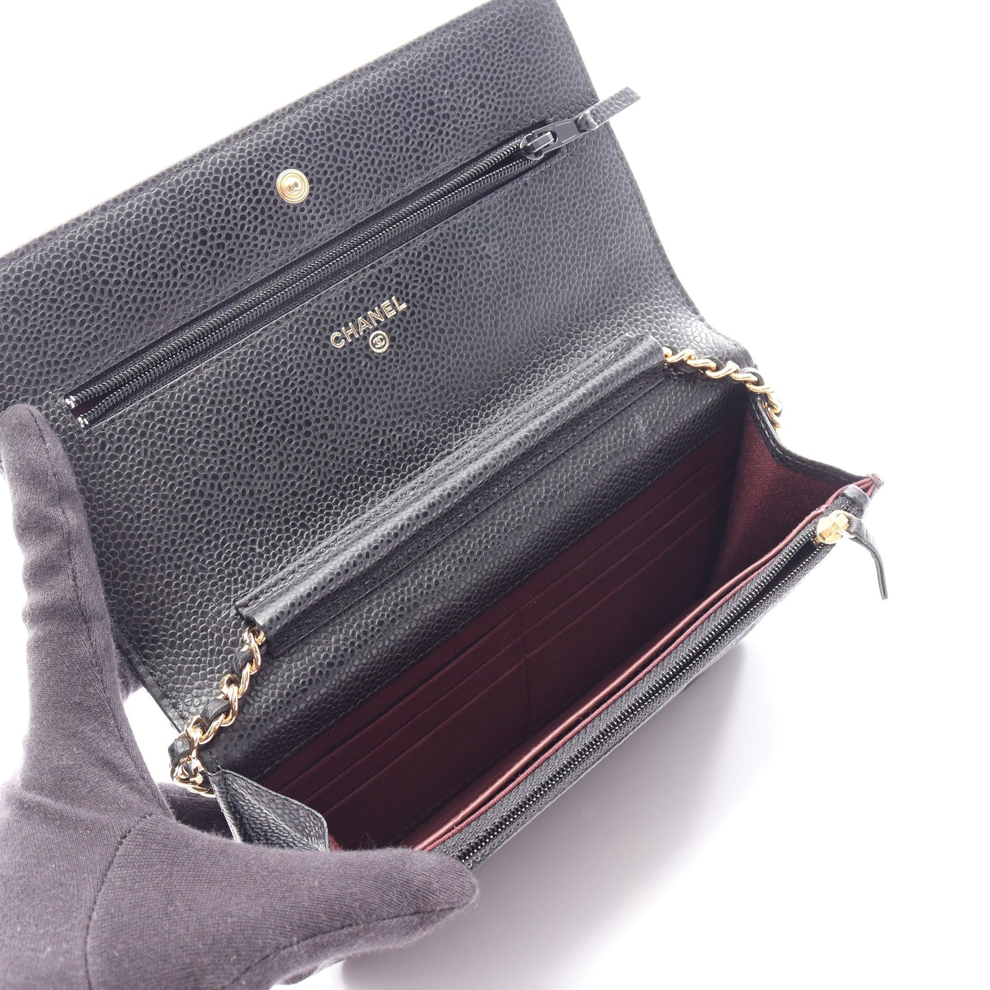 マトラッセ チェーンウォレット キャビアスキン ブラック ゴールド金具 シャネル バッグ CHANEL